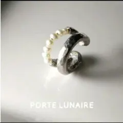 ○錫イヤーカフ○ゴツキラフープ＋ちっちゃな淡水ベビーパール○ハンドメイド○