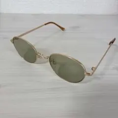 【GU】サングラス　UVカット　ラウンドメタルサングラス　オリーブのサムネイル