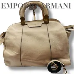 EMPORIO ARMANI ハンドバッグ レザー ベージュ 2way 大容量