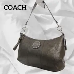 COACH コーチ シグネチャー グリーン系 ショルダーバッグ エナメル
