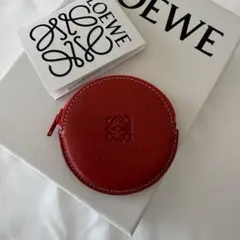 【極美品】LOEWE ロエベ アナグラム コインケース 丸型 レザー レッド