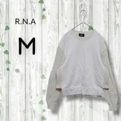 R.N.A　ドッキングトレーナー　袖ニット　クルーネック　裏起毛　アイボリー