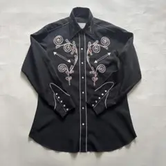 ネ*ロ様 HbarC ウエスタンシャツ 黒 刺繍入り 長袖 ローパー ウエスタン 刺繍 シャツ（長袖/ブラウン）/Roper Long