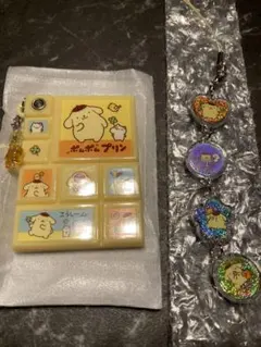 タイルシール風ミニミラー　おはじきシール風アクセサリー　ポムポムプリン