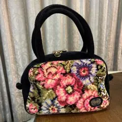 FEILER ブラック ハンドバッグ フラワー刺繍