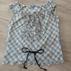 BURBERRY BLUE LABEL チェック柄ノースリーブブラウス 38