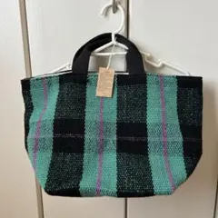 peej ビージ チェック柄　トートバッグ　グリーン　ブラック　パープルピンク