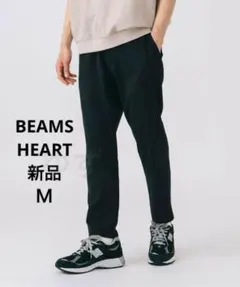 BEAMS HEART ポリトロ テーパード イージーパンツ（吸水速乾）　黒　M