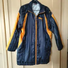 Puma 160ストライプ ダウンコート 黒/オレンジ