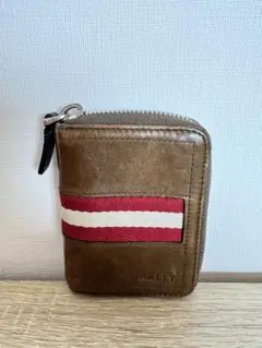 BALLY ブラウン ストライプ コインケース 本革 レザー