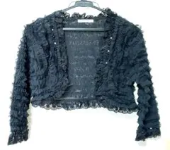 axes femme 総レースブラックフリルボレロ ビジュー