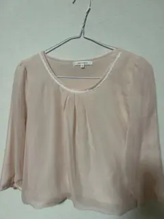 入学式のインナーに⭐︎ ピンク シフォン 五分袖ブラウス