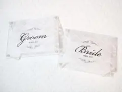 受付サイン　groom bride 2点セット　レース