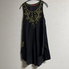 cheka 花柄刺繍 ノースリーブチュニック