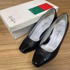 銀座かねまつ☆エナメルレザーコンビパンプス