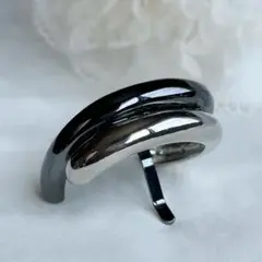 シンプル2色メタル　ポニーフック　フェアカフ／シルバー×ブラック