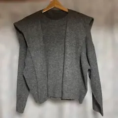 レイヤード風 ニットプルオーバー グレー