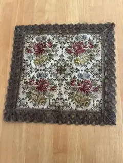 花柄刺繍 レース縁取り マット