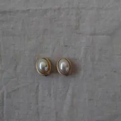 パール風オーバル型イヤリング