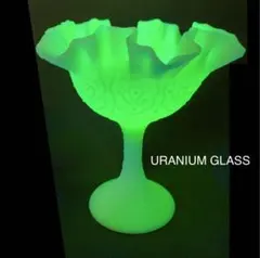 フェントン　ウランガラス コンポート　Fenton カスタードグラス