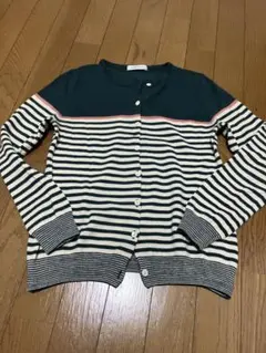 NEWYORKER ダークグリーン ストライプ カーディガン