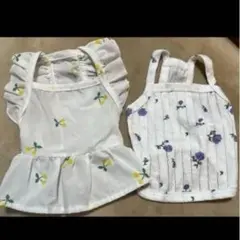 小型犬 フラワー　花柄　ワンピ　ベスト付　美品