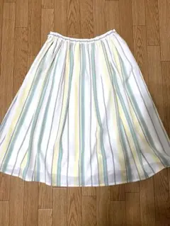【美品】Stola ストラ ストライプ ミモレ マルチカラースカート