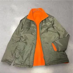 フリース リバーシブルジップアップジャケット｜ブルゾン｜カーキ｜オレンジ｜防寒