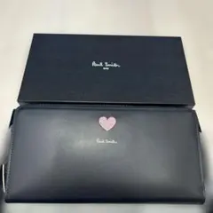 ポールスミス　長財布　メタリックハート レザーラウンドファスナー紺　Ｋ6101