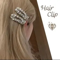 2個★ヘアクリップ ヘアアクセサリー 髪飾り ラインストーン キラキラ 雪 冬
