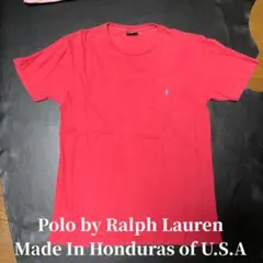 【USA生地】ポロラルフローレン Tシャツ S レッド 刺繍ロゴ ポケT 古着