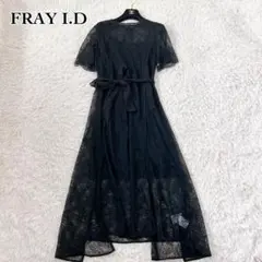 FRAY I.D リーフ柄レースワンピース ブラック キャミ付き サイズ1