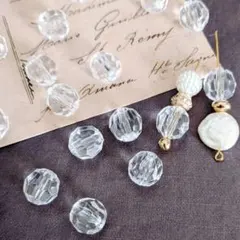 【AB19】多面カット　ラウンドビーズ　クリア 12mm　30個