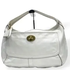 極美品　COACH コーチ　ショルダーバッグ　レザー　ホワイト　ターンロック