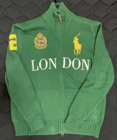 【交渉可】ポロ ラルフローレン ロンドン ビッグポニー ジップアップ ニット M