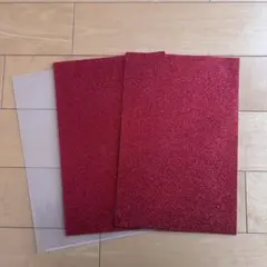 A4サイズ 赤 レッド グリッターシート キラキラ グリッター うちわ 2枚