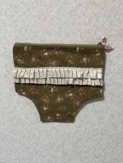 ハンドメイド花柄フリル パンツ型ポーチ