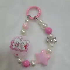 ★⑦mikkoハンドメイドキーホルダー ピンク ビーズキーホルダー