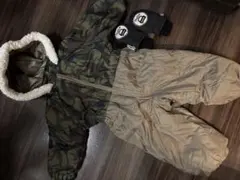 子供用 迷彩 スノーウェア 手袋付き80cm