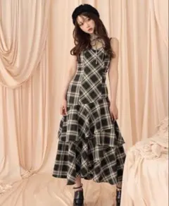 Rosé Muse Fur strap check cami dress - メルカリ