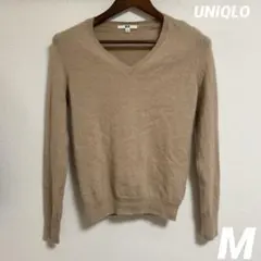 UNIQLO カシミヤセーター　Vネック　ピンクベージュ　長袖　ニット