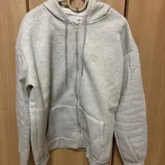 グレー フルジップ フード付きパーカー