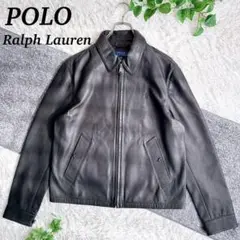 極美品✨ 現行 ポロラルフローレン ラムレザー レザージャケット ダブル 青色 POLO RALPH LAUREN ポロ ラルフローレン レザージャケット
