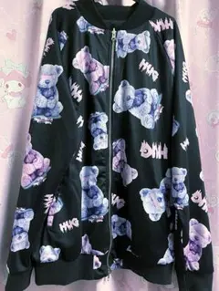 新品タグ付き Amilige アミリージュ サイコ ベア くま パーカー 水色 美品】Amilige アミリージュ bear ベアボアプルパーカー ブルー