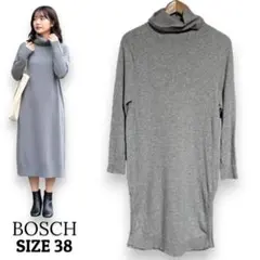 BOSCH ボッシュ アンゴラ混 タートルネック ニットワンピース グレー 38