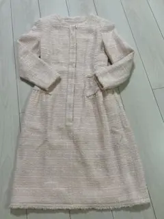 Rene（ルネ）桜色ツイードワンピース　34 XS-S 美品　前ファスナー　春のサムネイル