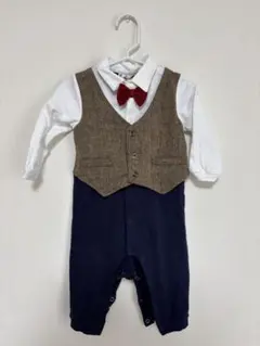 ベスト蝶ネクタイ付きロンパース/セレモニー/ネイビー/9-12ヶ月