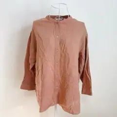 ユニクロ UNIQLO オレンジ 麻 長袖シャツ レディース L 羽織 トップス