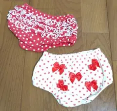 赤と白の水玉パンツ2点セット 90-95cm