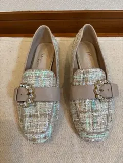 新品　アルテミスダイアナ　ツイード　ローファー　ビジュー　23cm